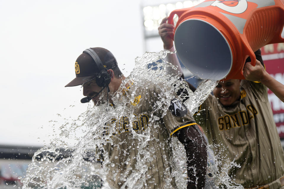 Cease celebrates his no-no. (Jess Rapfogel/Getty Images)