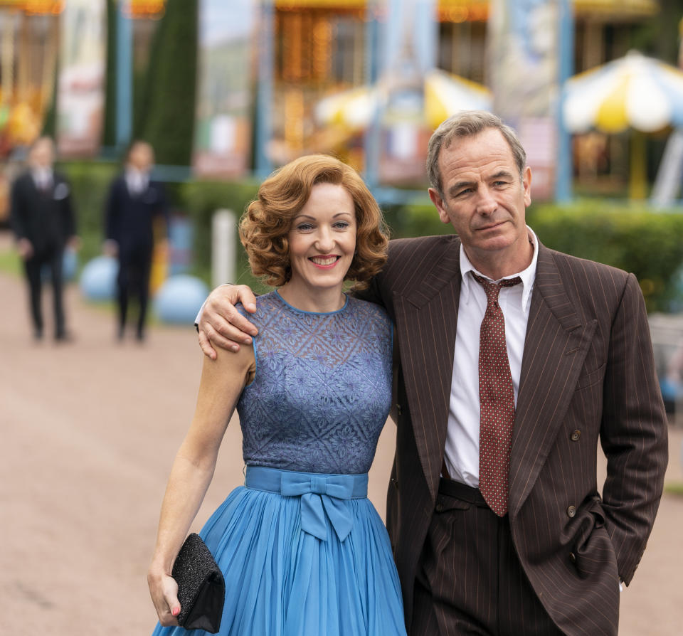 Kacey Ainsworth as Cathy Keating and Robson Green as Geordie Keating in Grantchester (ITV)