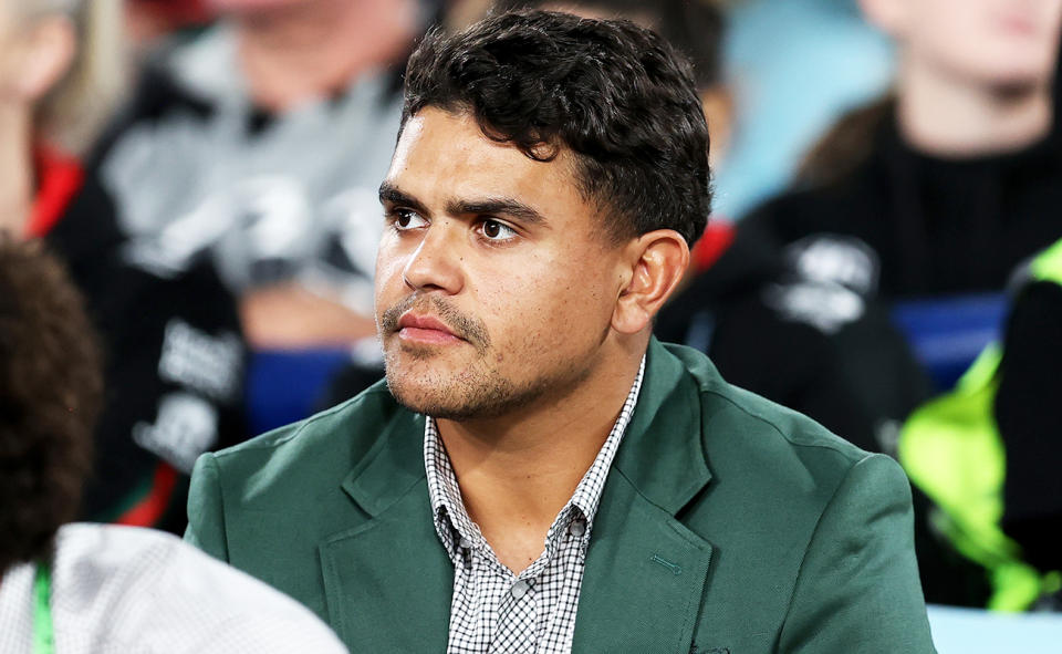 Latrell Mitchell, pictured here during South Sydney's clash with Cronulla. 