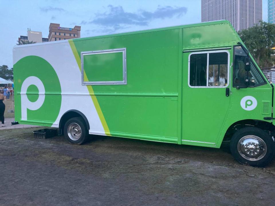 Publix crews hit the road in this truck for a stop in Tampa to give out swag earlier this year.