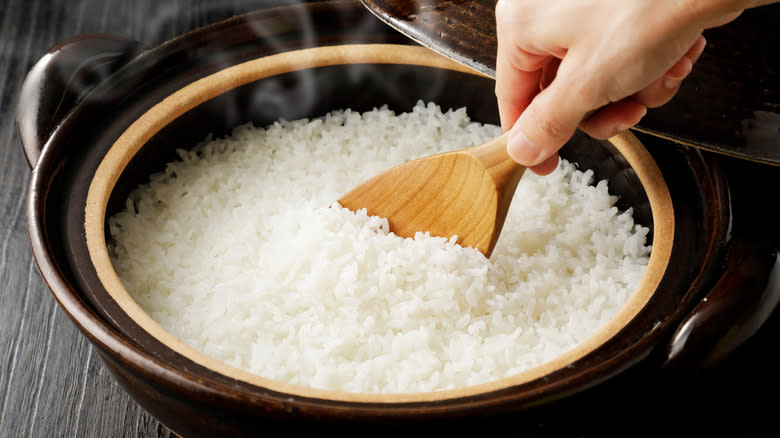 Stirring rice