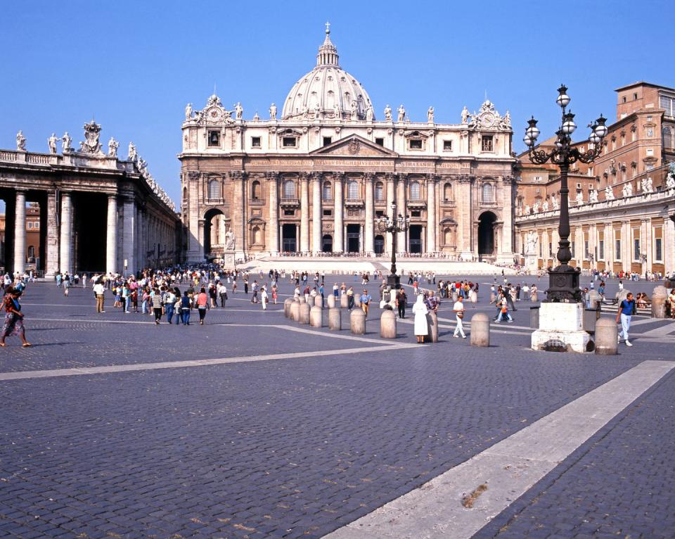 <p><strong><a rel="nofollow noopener" href="https://www.tripadvisor.co.uk/Attraction_Review-g187793-d631111-Reviews-St_Peter_s_Basilica-Vatican_City_Lazio.html" target="_blank" data-ylk="slk:What the reviewers said:;elm:context_link;itc:0;sec:content-canvas" class="link ">What the reviewers said:</a> '</strong>This church is lavish in the extreme. Be prepared to marvel at it from the second you walk in. Even if you’re not someone who visits churches – visit this one.'</p><p><a rel="nofollow noopener" href="https://www.tripadvisor.co.uk/Hotels-g187793-Vatican_City_Lazio-Hotels.html" target="_blank" data-ylk="slk:BOOK NOW;elm:context_link;itc:0;sec:content-canvas" class="link ">BOOK NOW</a></p>