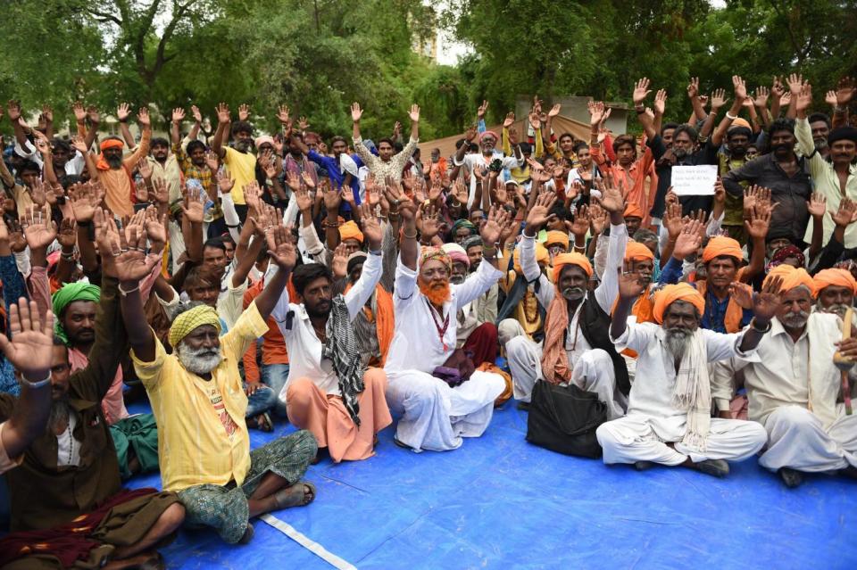 Indian members of the Vaadi community protest in support of Shantadevi Nath (Sam Panthaky/AFP/Getty Images)