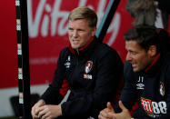 <p>Soccer Football – Premier League – AFC Bournemouth vs Leicester City – Vitality Stadium, Bournemouth, Britain – September 30, 2017 Bournemouth manager Eddie Howe and assistant Jason Tindall REUTERS/Peter Nicholls EDITORIAL USE ONLY. No use with unauthorized audio, video, data, fixture lists, club/league logos or “live” services. Online in-match use limited to 75 images, no video emulation. No use in betting, games or single club/league/player publications. Please contact your account representative for further details. </p>