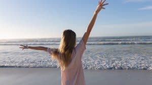 Woman-At-The-Beach-Stock-Photo