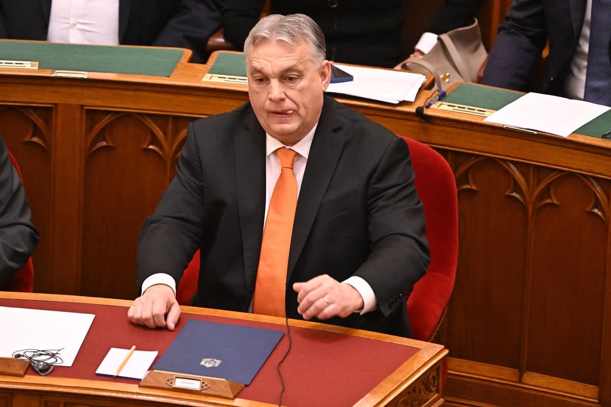 Hungary's Prime Minister Viktor Orban in Parliament on Monday (AFP via Getty Images)