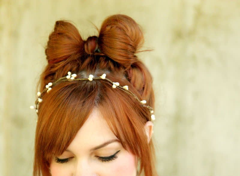 <p>Hair bows aren’t as tricky as they look, we promise.</p><p>Get the full tutorial <a href="http://www.abeautifulmess.com/2011/10/how-to-style-a-hair-bow.html" rel="nofollow noopener" target="_blank" data-ylk="slk:here.;elm:context_link;itc:0;sec:content-canvas" class="link ">here.</a></p>