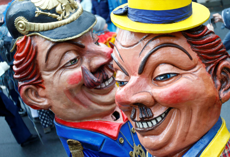 <p>Carnival revellers at the traditional “Rosenmontag” Rose Monday carnival parade in in Mainz, Germany, Feb. 12, 2018. (Photo: Ralph Orlowski/Reuters) </p>