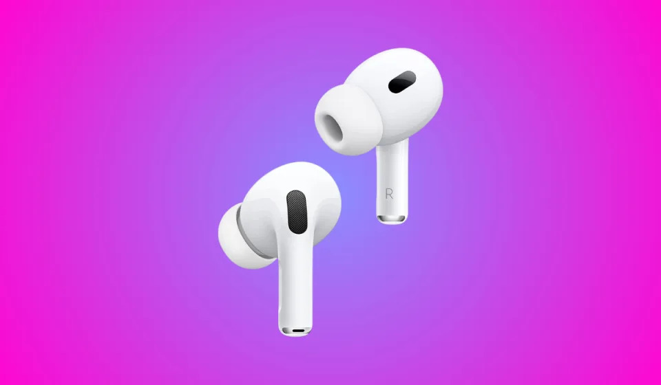 A pair of Apple AirPods Pro earbuds.