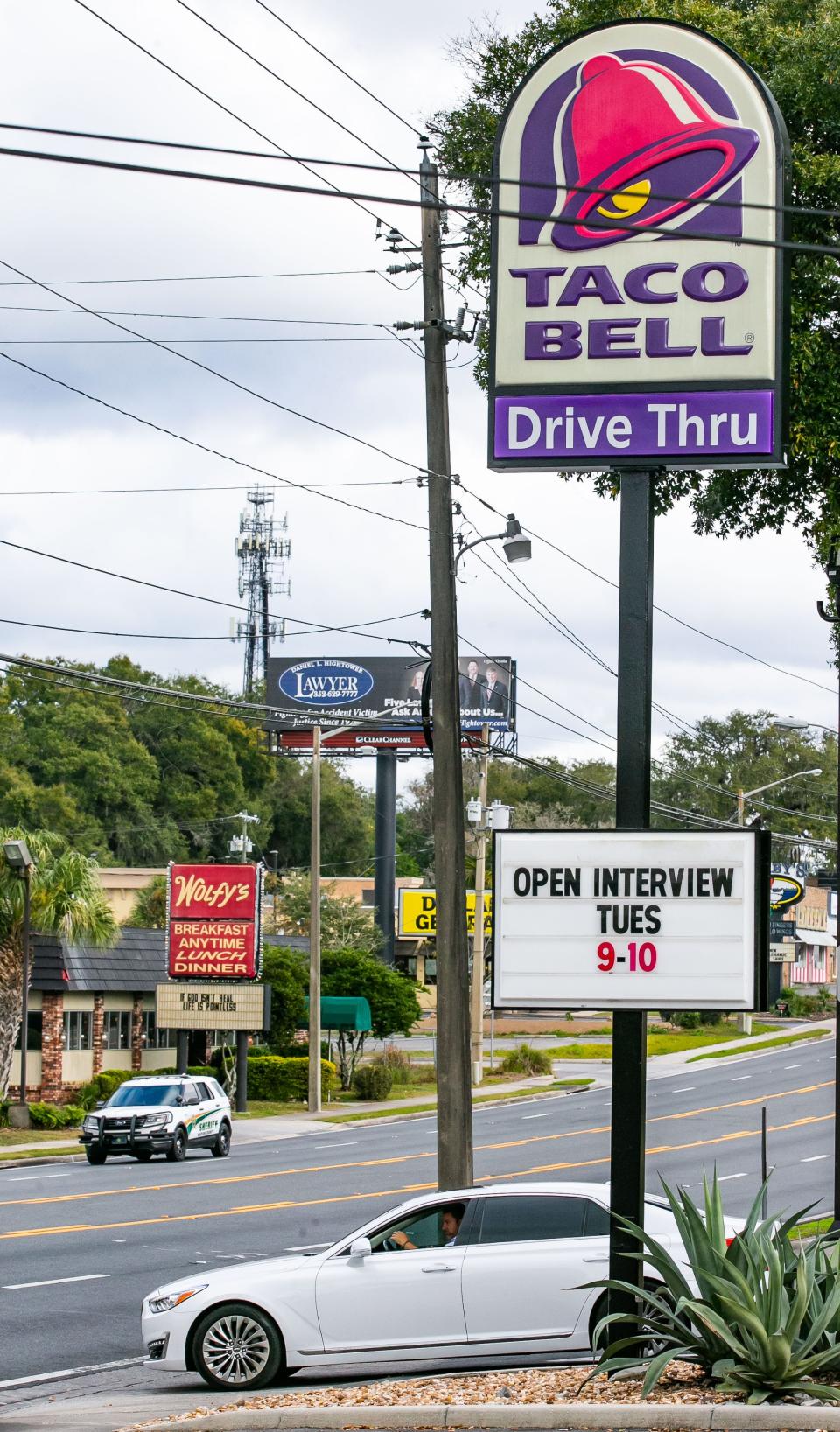 Businesses along east Silver Springs Boulevard advertise for jobs.