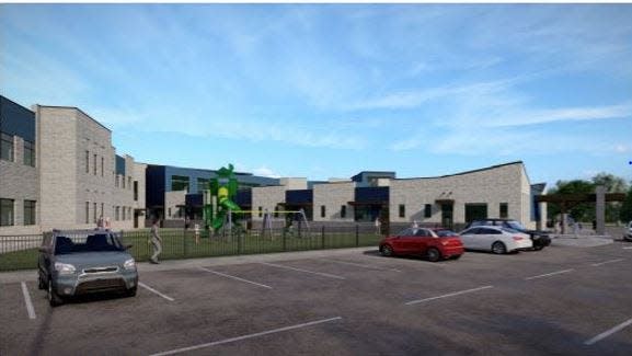 An exterior rendering of the proposed North Columbia Elementary School, which will service up to 900 students with the goal of opening in the fall of 2025.