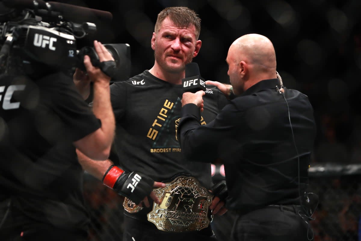 Stipe Miocic after retaining the UFC heavyweight title with a masterclass against Francis Ngannou in 2018 (Getty Images)