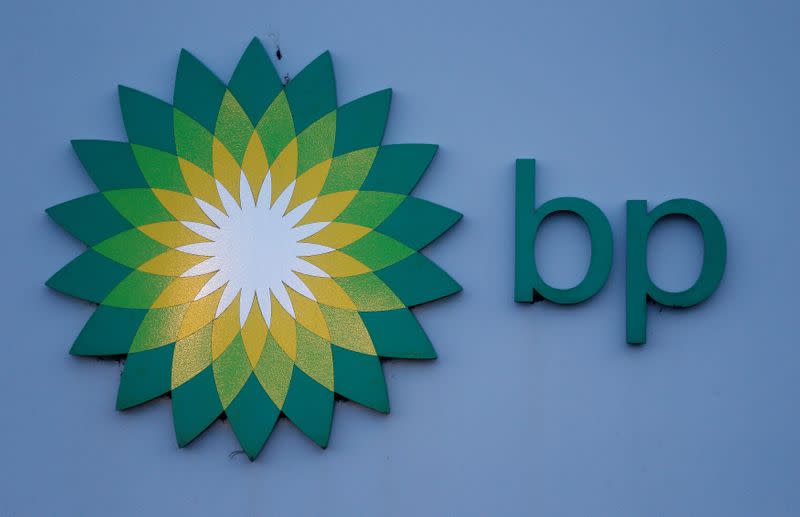 FILE PHOTO: File photograph shows a sign is outside BP's North Sea Headquarters in Aberdeen