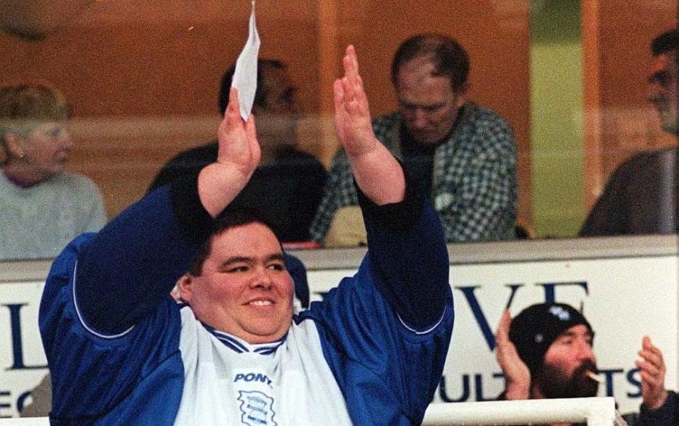 Birmingham City supporter 48 stone Barry Austin cheers his team onto the pitch - David Jones/PA Archive