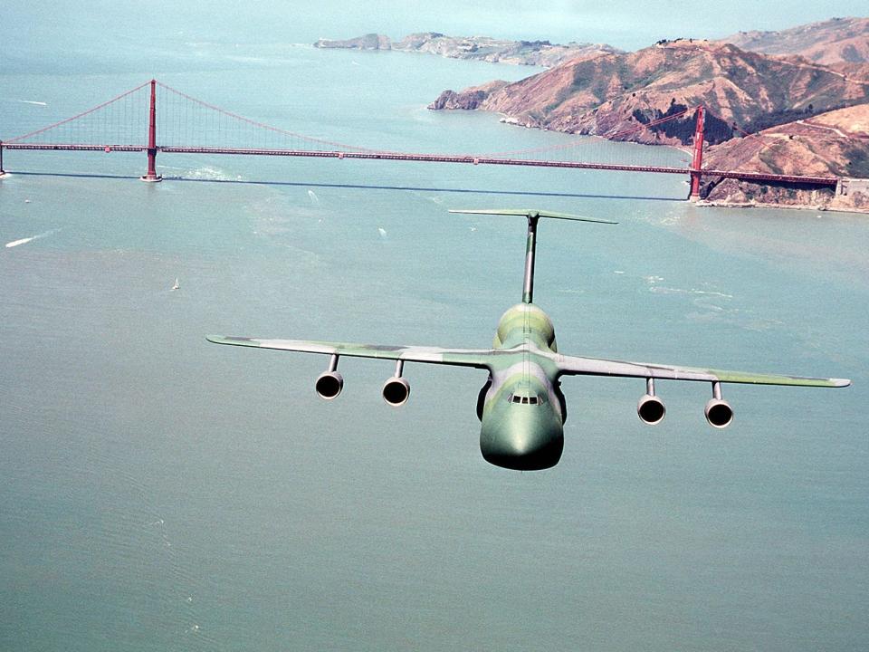 C-5A Galaxy over the San Francisco Golden Gate Bridge