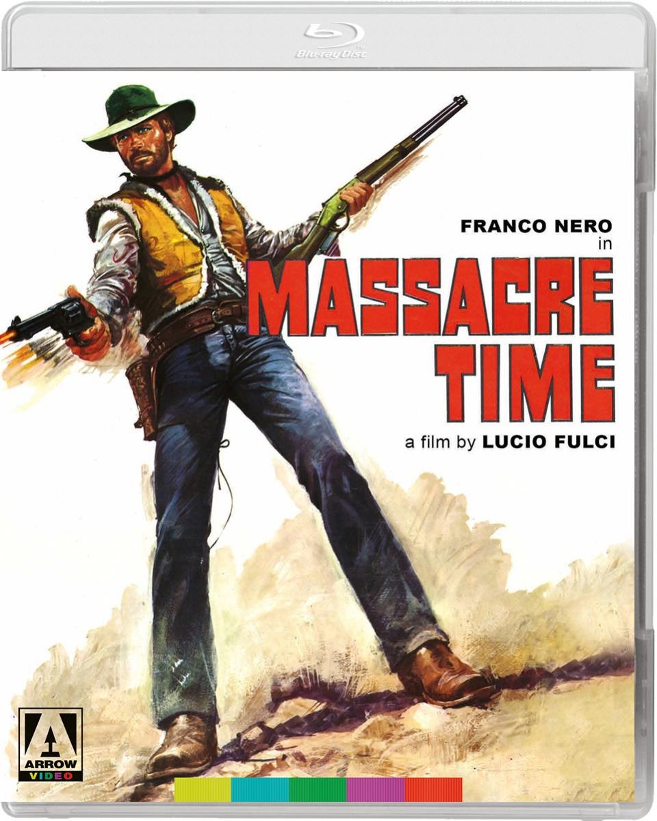 The Blu-ray cover for Massacre Time in the Vengeance Trails box set.