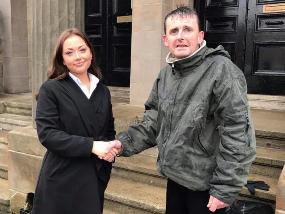 James John McGeown shakes hands with Alyshia Orford (John McMonagle/Facebook)