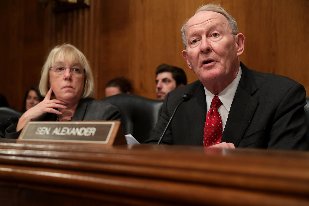 Sen. Lamar Alexander, right, with Sen. Patty Murray