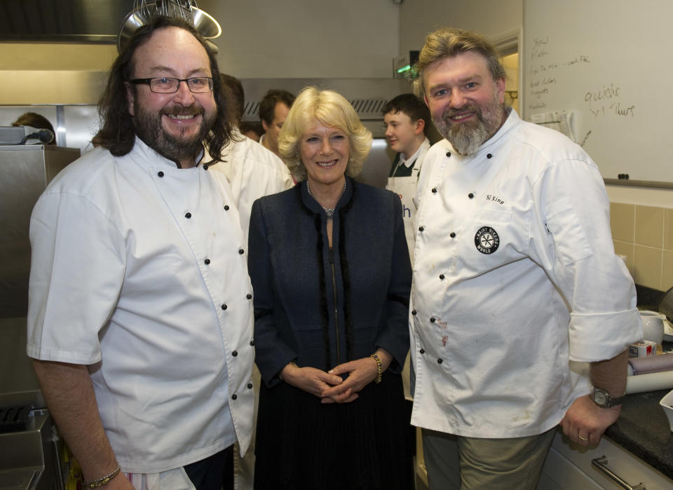 Camilla, Duchess of Cornwall (C) with Myers and King atthe British Food Fortnight Secondary School Competition at Clarence House (Getty Images)