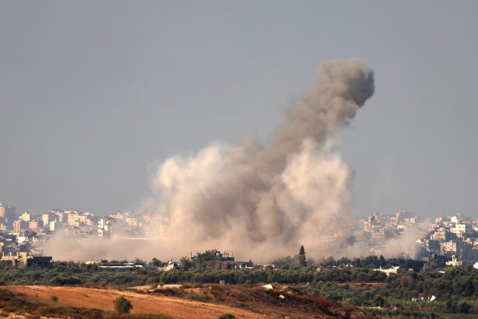 Smoke rises during an explosion following an Israeli air strike on the northern part of the Gaza Strip (EPA)