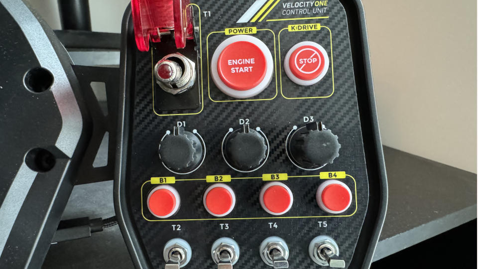 Close up of buttons on the Turtle Beach VelocityOne Race Wheel and Pedal set