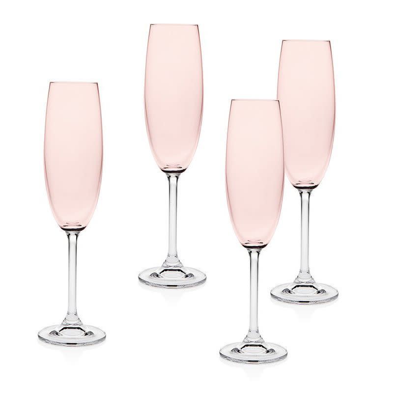 Meridian Blush Crystal Flute Glass