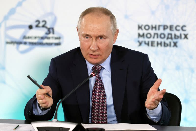 FILE PHOTO: Russian President Putin attends the Young Scientists Congress in Sochi