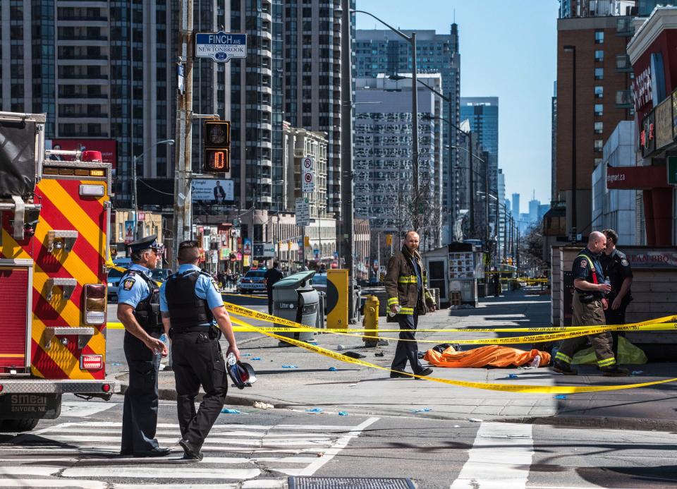 Victim covered after incident in Toronto