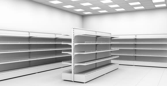 Empty store shelves