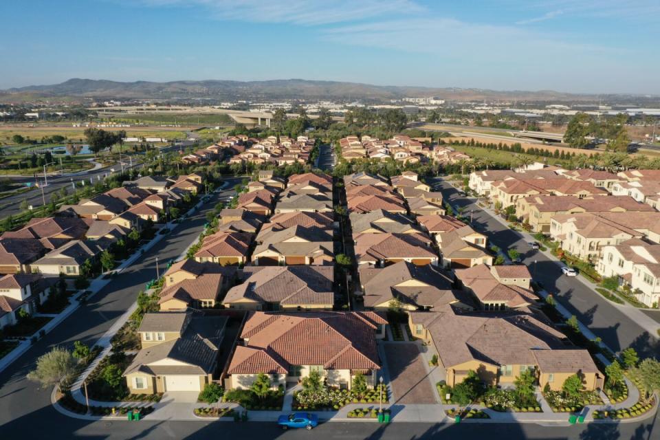 An aerial photograph taken over Irvine, where Annalee Newitz grew up and attended Irvine High.