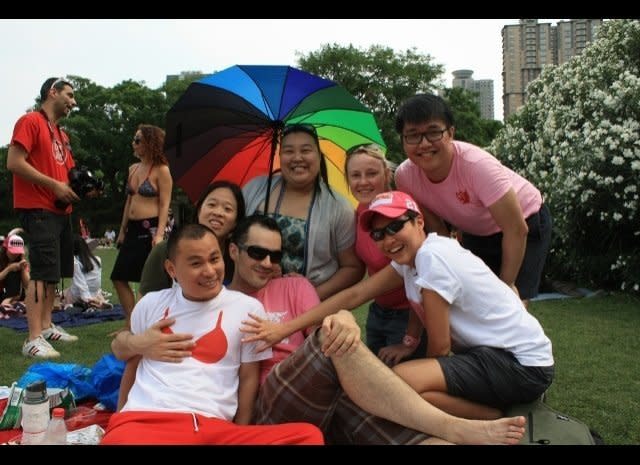 From Abby Lavin, a volunteer with shanghaiPRIDE, who shares this image of a "Pink Picnic" (photo taken by Linda Li) 