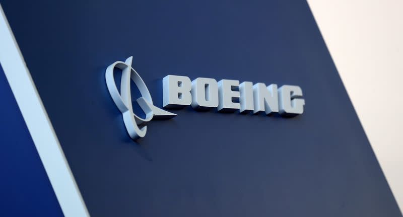 FILE PHOTO: The Boeing logo is pictured at Congonhas Airport in Sao Paulo