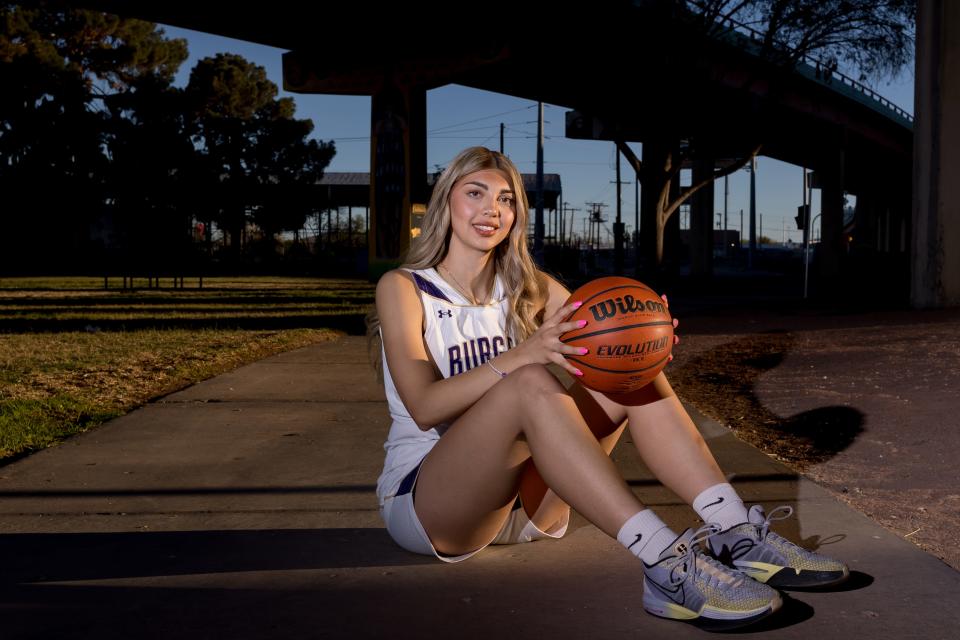 El Paso Girls All-City Basketball Defensive Player of the Year Burges’ Jordyn Hernandez poses for a photo Wednesday, April 3, 2024, at Lincoln Park in El Paso, Texas.