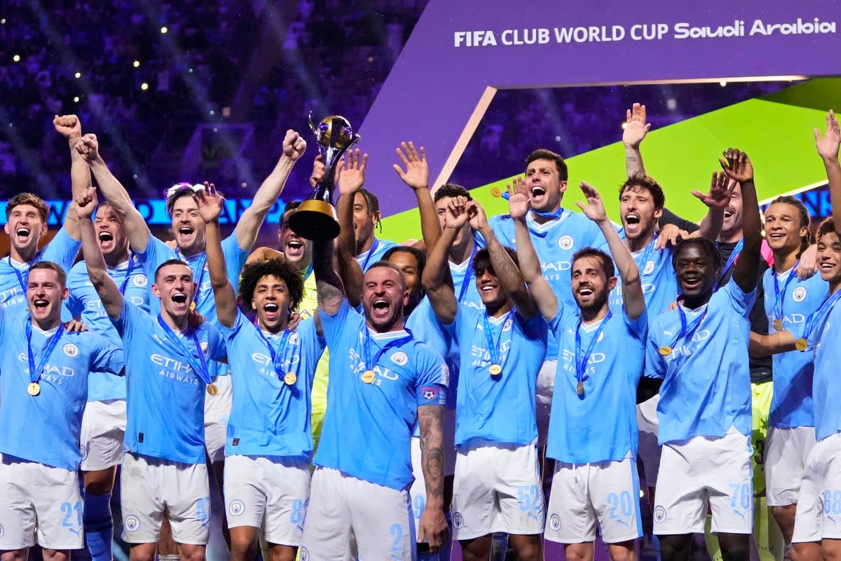 World champions: Man City lifted the Club World Cup in Saudi Arabia (AP)