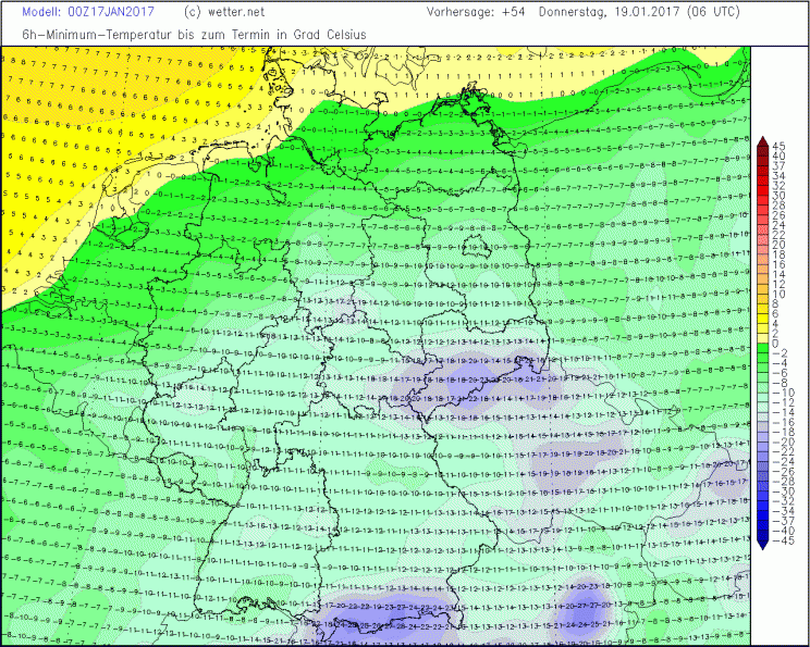 Donnerstagmorgen bitterkalt im Erzgebirge und am Alpenrand. (Bild: wetter.net)