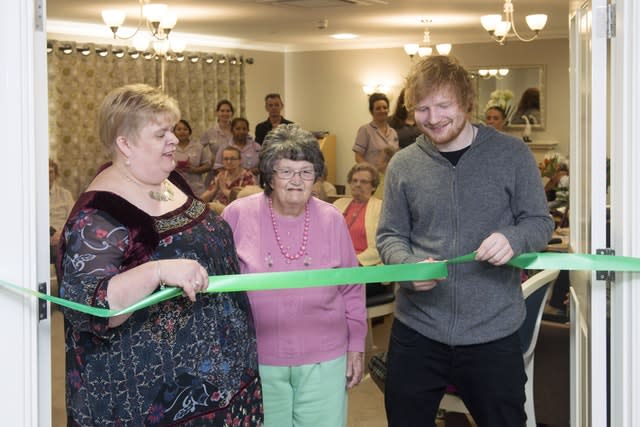 Ed Sheeran at a care home in his home town of Framlingham