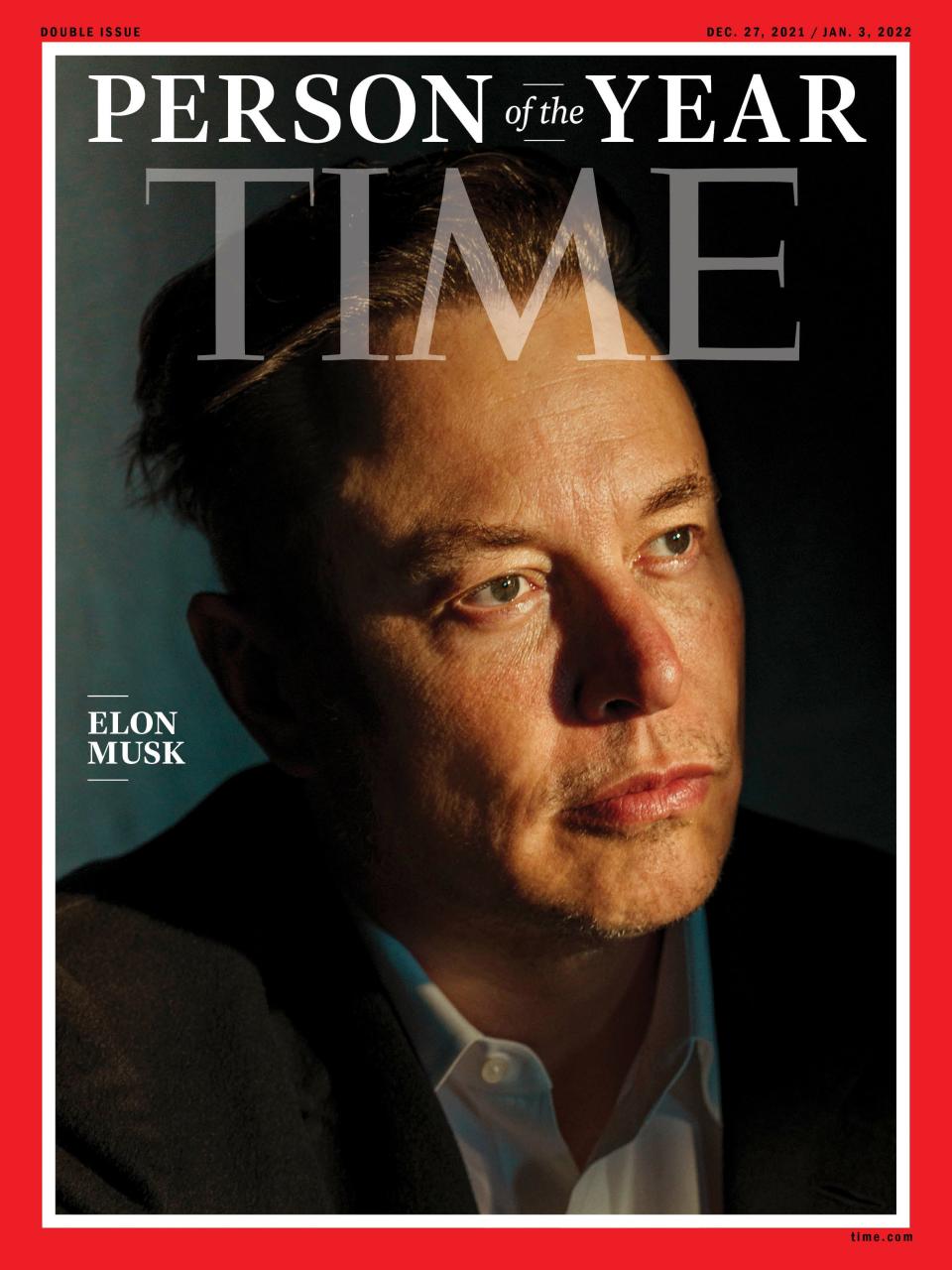 The cover of Time magazine's Person of the Year issue featuring billionaire Elon Musk.