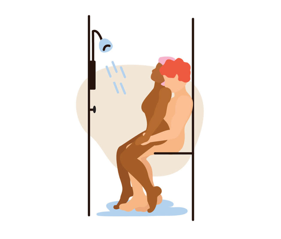 <p>Katie Buckleitner</p>Why It Works<p>A stool or shower seat lends greater control and stability, so you can heighten the sex appeal of a lap dance. This is a great sex position to do when traveling and staying in a hotel.</p>How to Do It<p>The penetrative partner sits on the shower seat, then guides the receiving partner onto their lap. The vulva-owner can face their partner or sit turned away, holding onto either side of the shower seat for stability. The vulva-owner can perform a lap dance before being fully penetrated by the partner's penis to finish them both off. </p>Pro Tip<p>Because the water from the shower head will wash away your natural lubrication, using a silicone lube like <a href="https://clicks.trx-hub.com/xid/arena_0b263_mensjournal?q=https%3A%2F%2Fwww.amazon.com%2FMaude-Silicone-Lasting-Personal-Lubricant%2Fdp%2FB0BDJ2YG8Y%3FlinkCode%3Dll1%26tag%3Dmj-yahoo-0001-20%26linkId%3Dd5aa67ca0bcf9ee1f635c0073fcb69af%26language%3Den_US%26ref_%3Das_li_ss_tl&event_type=click&p=https%3A%2F%2Fwww.mensjournal.com%2Fhealth-fitness%2Fbest-sex-positions-fun-different%3Fpartner%3Dyahoo&author=Men's%20Journal&item_id=ci02c9df3fc0002582&page_type=Article%20Page&partner=yahoo&section=Sensitive&site_id=cs02b334a3f0002583" rel="nofollow noopener" target="_blank" data-ylk="slk:Maude Shine Silicone Lube;elm:context_link;itc:0;sec:content-canvas" class="link ">Maude Shine Silicone Lube</a> will reduce friction and intensify the sensation from the lap dance as well as vaginal or anal penetration.</p>