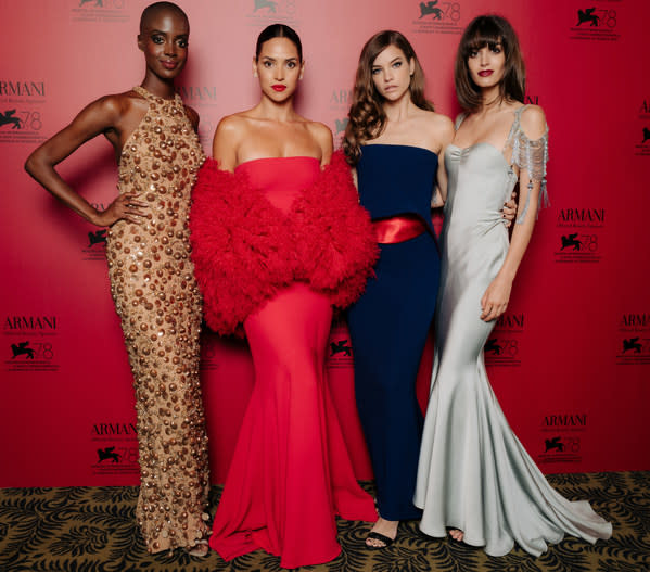 Madisin Rian, Adria Arjona, Barbara Palvin and Greta Ferro at the Armani beauty dinner