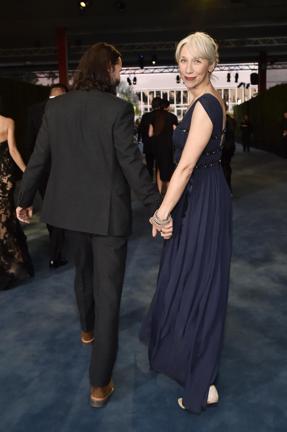 A photo of Alexandra Grant and Keanu Reeves on the red carpet at the 2019 LACMA Art + Film Gala at LACMA on November 02, 2019 in Los Angeles, California.