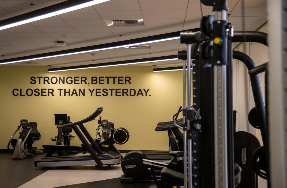 A separate gym is seen for use by graduated patients as well as hospital staff at the Renker Wellness Center on the Eisenhower Health campus in Rancho Mirage, Calif., Thursday, Feb. 23, 2023. 