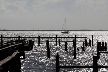 A sailboat is seen at Indian River ahead of the arrival of Hurricane Dorian in Titusville