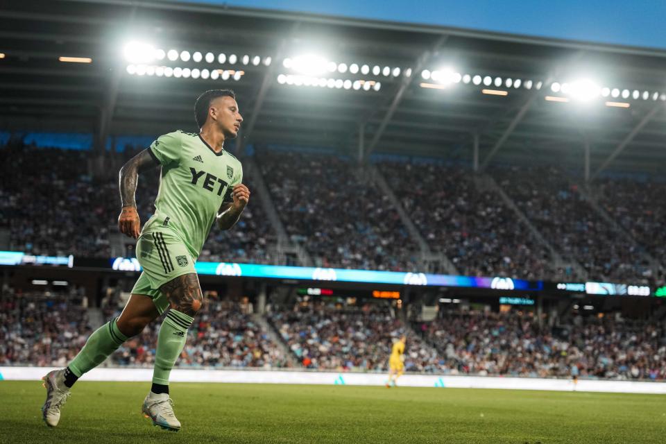 Austin FC forward Sebastian Driussi scored two goals in Saturday night's win over Minnesota United FC and also set up Emiliano Rigoni's goal in stoppage time.