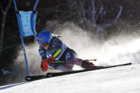 United States' Mikaela Shiffrin competes during a women's World Cup giant slalom skiing race Saturday, Nov. 26, 2022, in Killington, Vt. (AP Photo/Robert F. Bukaty)