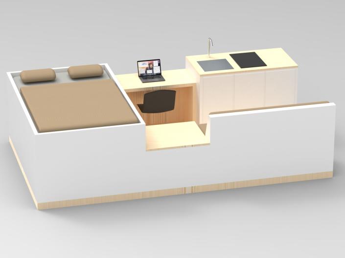 A rendering of the layout inside Grounded&#39;s camper van