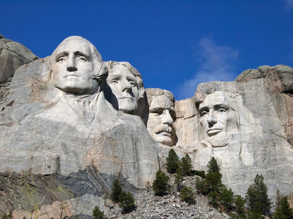 Close-up view of Mount Rushmore