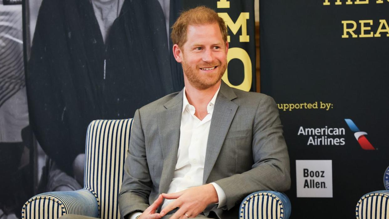 london, england may 07 prince harry, duke of sussex, patron of the invictus games foundation onstage during the invictus games foundation conversation titled realising a global community at the honourable artillery company on may 07, 2024 in london, england the event marks 10 years since the inaugural invictus games in london 2014 photo by chris jacksongetty images for the invictus games foundation