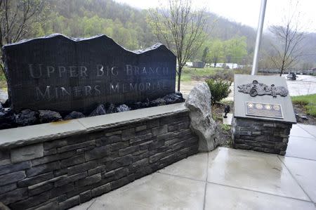 A memorial to honor the 29 West Virginian Coal Miners that lost their lives in the Upper Big Branch mining disaster on April 5th, 2010 is seen along Route 3 near Whitesville, West Virginia April 13, 2015. REUTERS/Chris Tilley