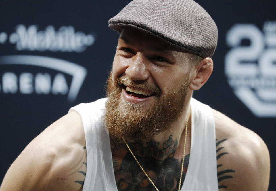 Conor McGregor's latest bit of noise is showing off a hand injury. (AP)