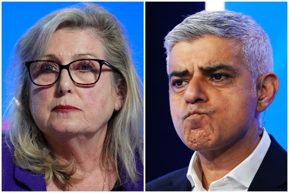 Conservative candidate Susan Hall is taking on Labour incumbent Sadiq Khan in London. (Getty Images)